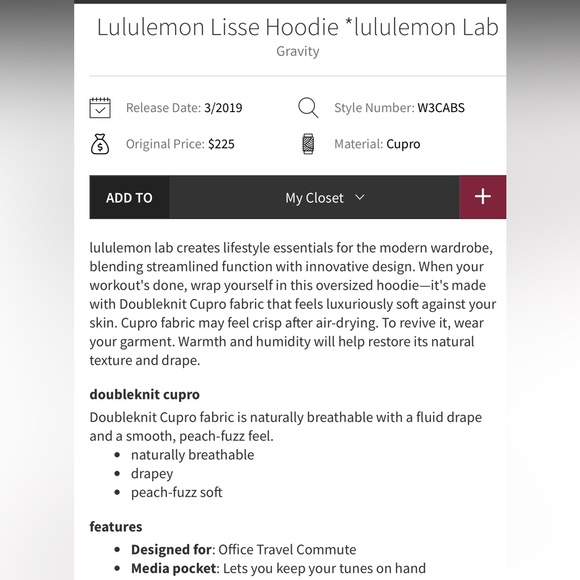 Lulu🍋 Lab Lissie Hoodie. Size 4 color Gravity - Picture 6 of 10